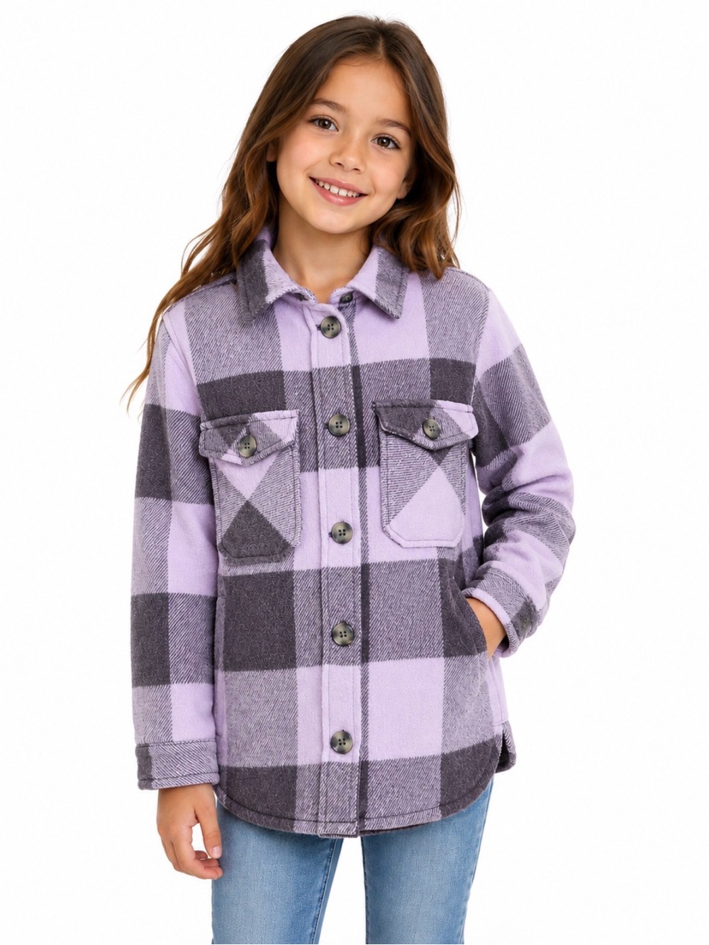 H&M Mauve Plaid Button-Front Jacket